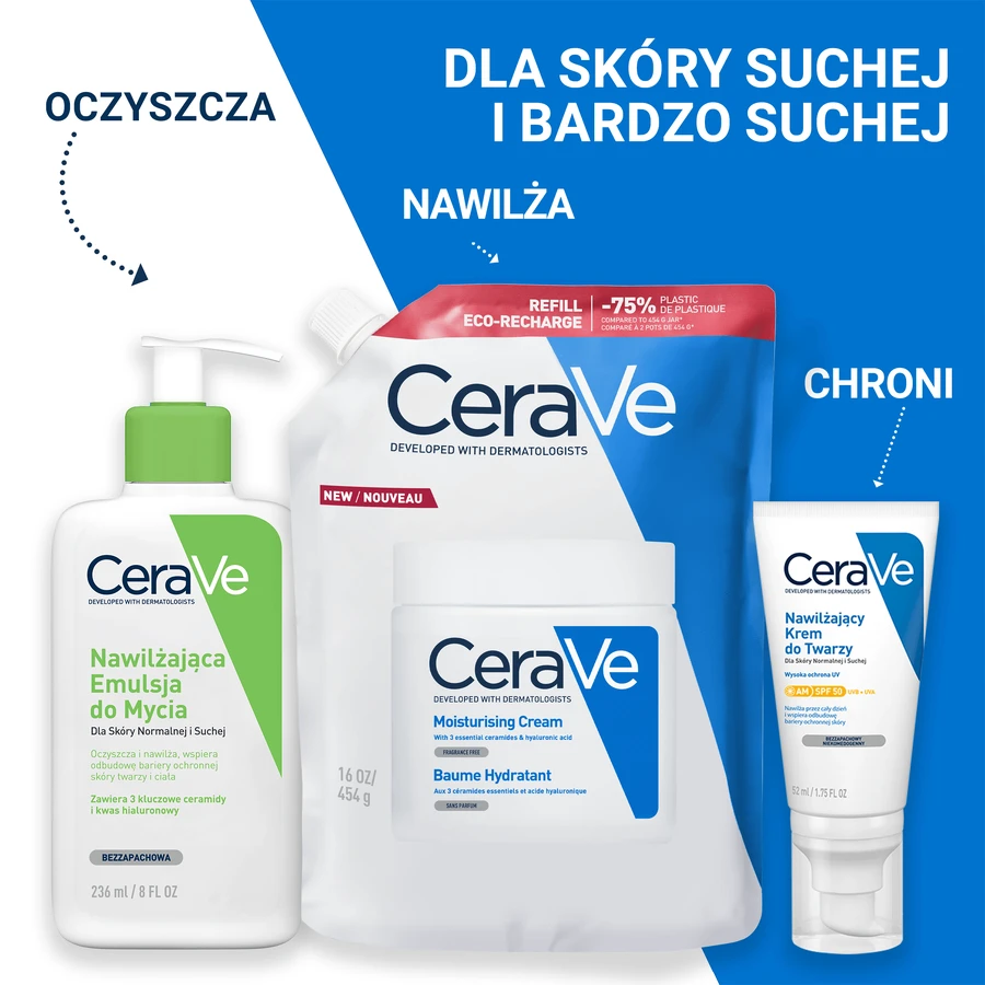 CeraVe, moisturizing lotion for face and body with ceramides, dry and very dry skin, stock, 454 g