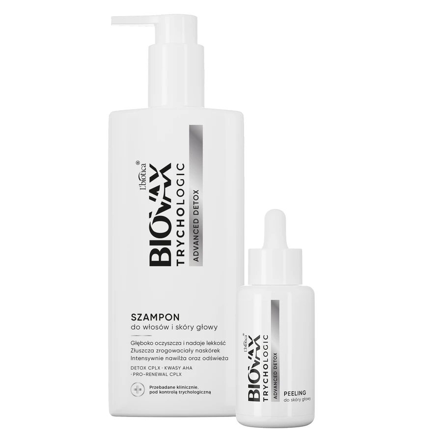 Set Biovax Trychologic Advanced Detox, șampon pentru păr și scalp, 200 ml + scrub pentru scalp, 50 ml
