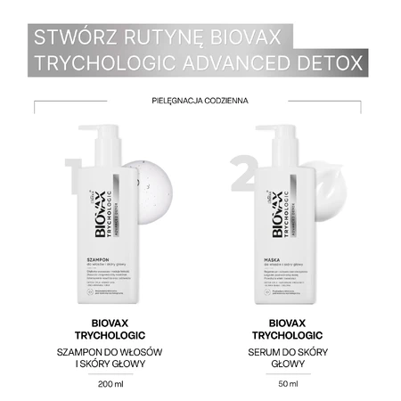 Set Biovax Trychologic Advanced Detox, șampon pentru păr și scalp, 200 ml + scrub pentru scalp, 50 ml