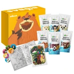 BioBas Bio pap set, rijst, spelt, gierst, griesmeel, havermout, met kleurboek en stickers, geen suiker toegevoegd, vanaf 6 maanden, 6 x 200 g