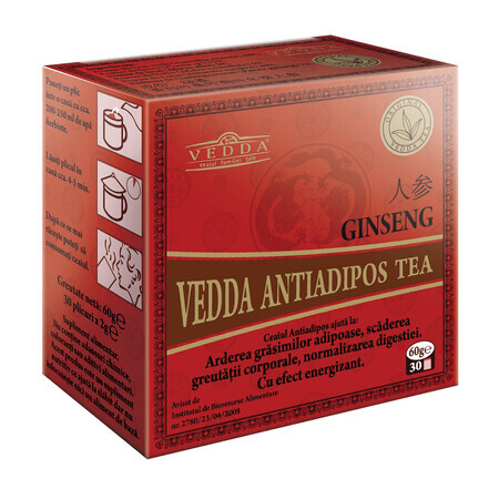 Ceai antiadipos cu ginseng, 30 plicuri, Vedda