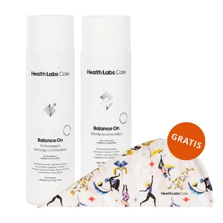 Health Labs Balance On kit, tricocampon hidratant prebiotic, 250ml + balsam de condiționare a firului de păr, 200ml + turban de păr gratuit