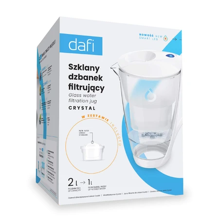 Dafi Crystal Led Glasfilterkanne, weiß, 2 l + Unimax Filter, 1 Stück