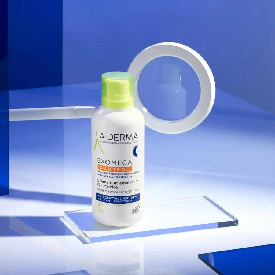 A-Derma Exomega Control, crème de nuit régénérante et émolliente, peaux sèches et à tendance atopique, dès le premier jour, 400 ml