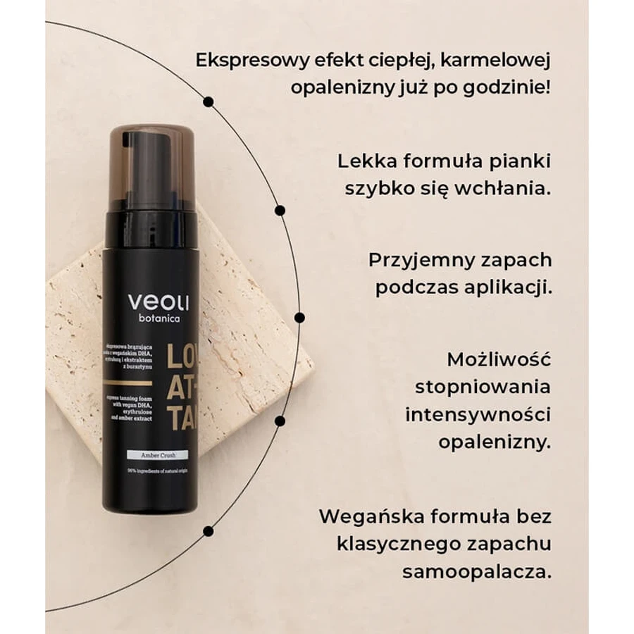 Veoli Botanica Love At First Tan, Express-Bräunungsschaum mit veganem DHA, Erythrulose und Amber-Extrakt, Amber Crush, 200 ml