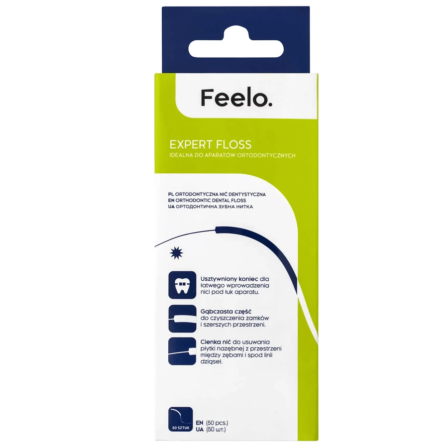 Feelo Expert Floss, Kieferorthopädische Zahnseide, 50 Teile