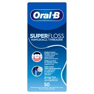 Oral-B Super Floss, filo interdentale per la pulizia di apparecchi ortodontici e ponti, 50 pezzi