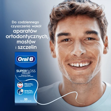 Oral-B Super Floss, filo interdentale per la pulizia di apparecchi ortodontici e ponti, 50 pezzi