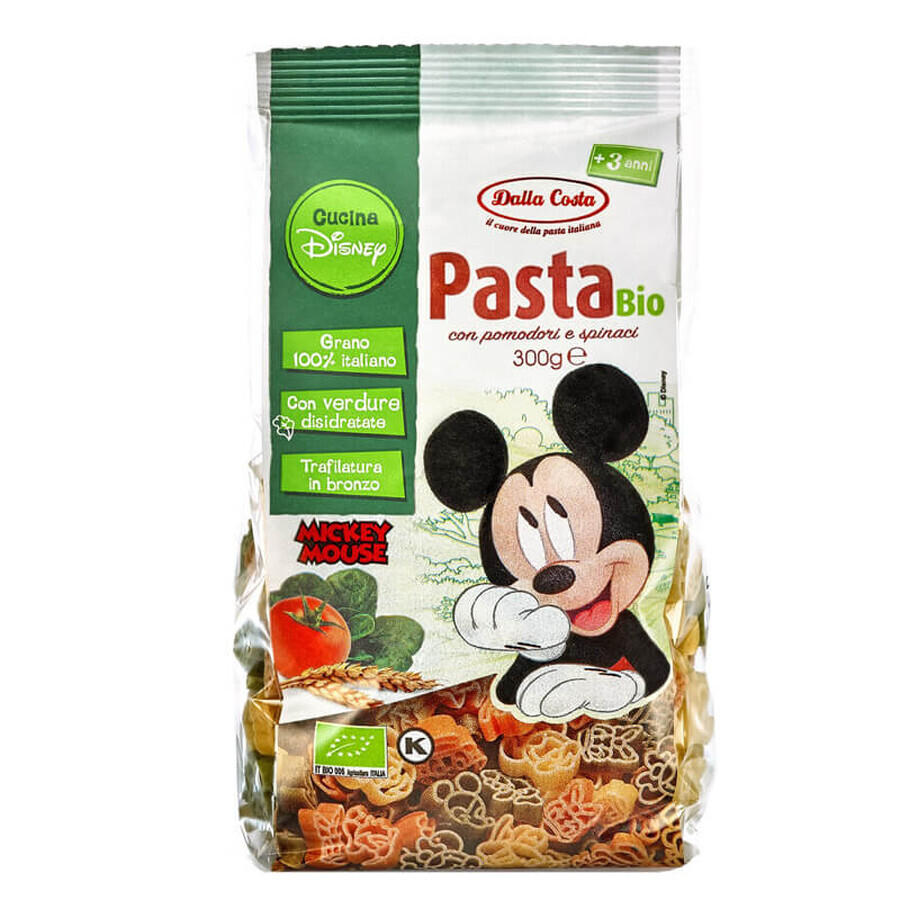 Paste Bio din grau dur tricolore Mickey Mouse, 300 g, Dalla Costa