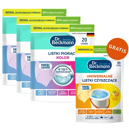 Set Dr Beckmann Magic Leaves, feuilles de lavage, fraîcheur florale, couleur, 3 x 20 pièces + feuilles de nettoyage, universel, citron d'été, 20 pièces gratuites