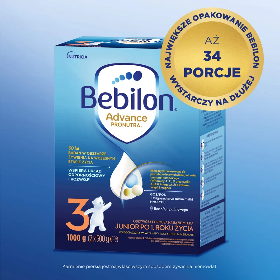 Set Bebilon Advance Pronutra 3 Junior, nährstoffreiche Milchnahrung, ab 1 Jahr, 2 x 1000 g