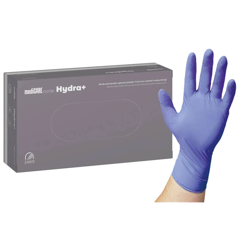 MediCare Nitrile Hydra+, Nitrilhandschuhe, unsteril, puderfrei, blau, Größe M, 100 Stück
