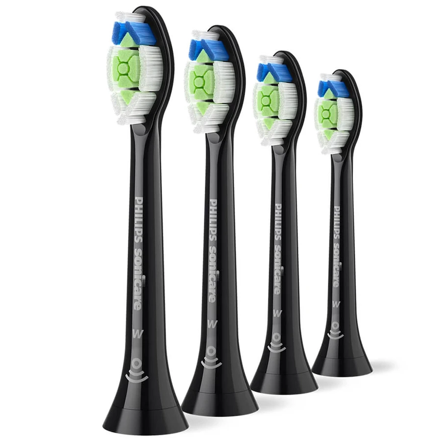Philips, replacement tips for Sonicare W2 Optimal White sonic toothbrush, black, 4 pieces