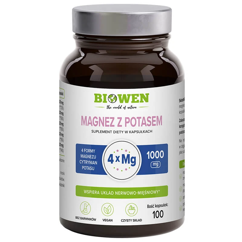 Biowen Magnesium mit Kalium, 100 Kapseln