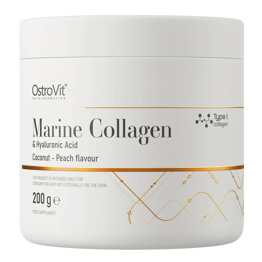 OstroVit Marine Collagen + Hyaluronsäure, Kokosnuss-Pfirsich-Geschmack, 200 g