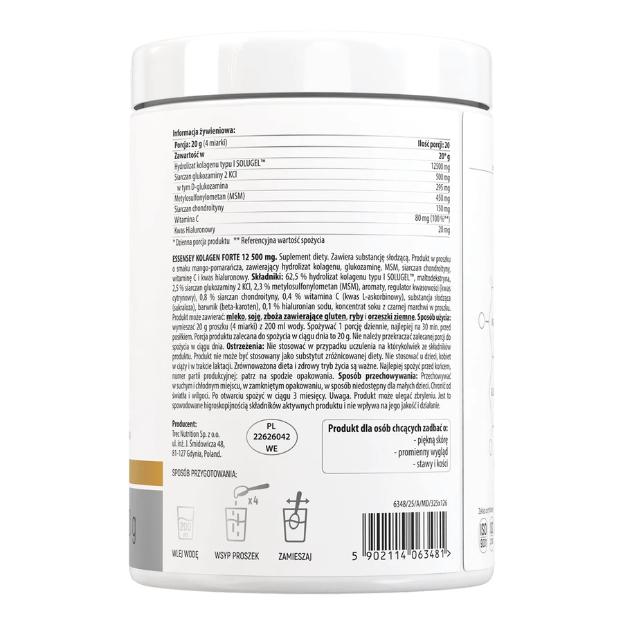 Essensey Collagen Forte 12500 mg, mangue-orange, 400 g