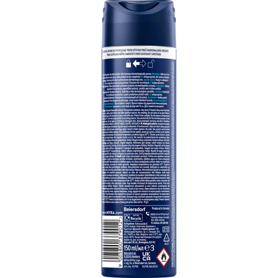 Nivea Men, spray antitranspirant, Cool Marine, 150 ml