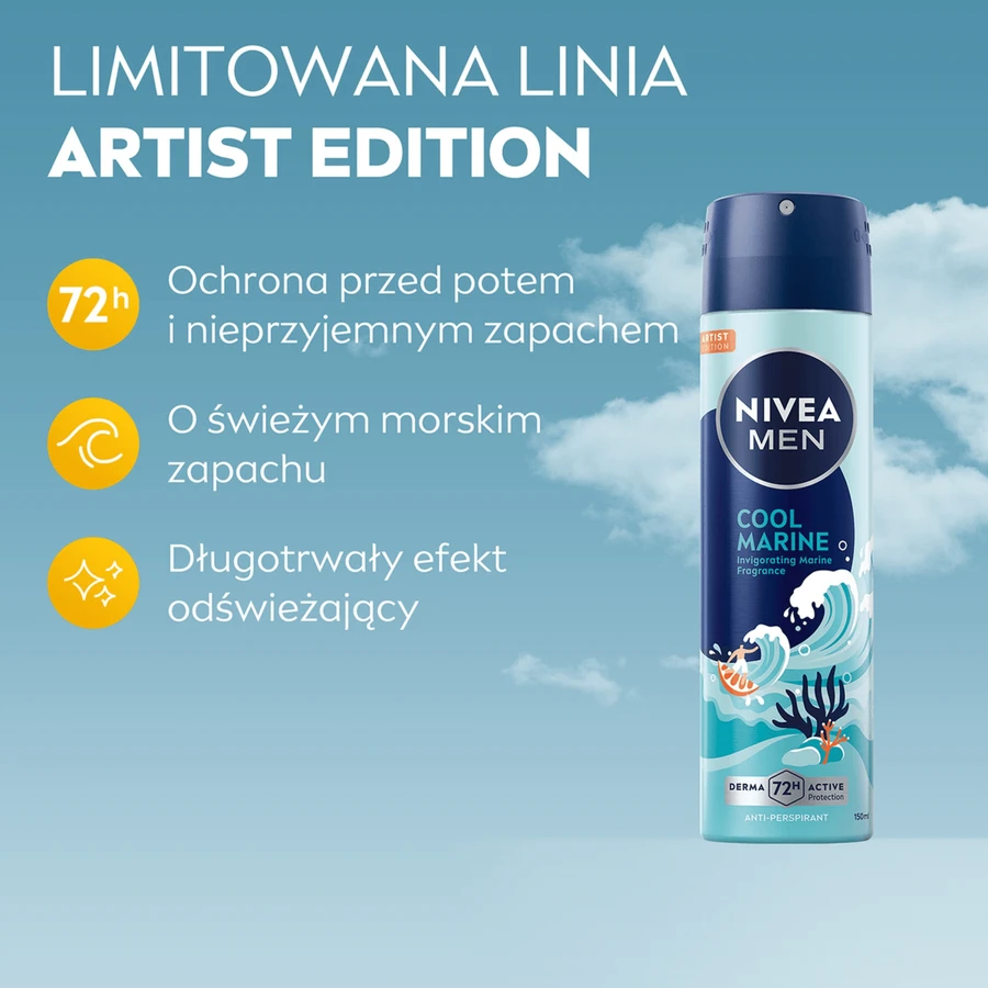 Nivea Men, spray antitranspirant, Cool Marine, 150 ml