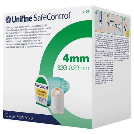 Unifine SafeControl, aiguilles à stylo, 32G, 4 mm, 100 pièces