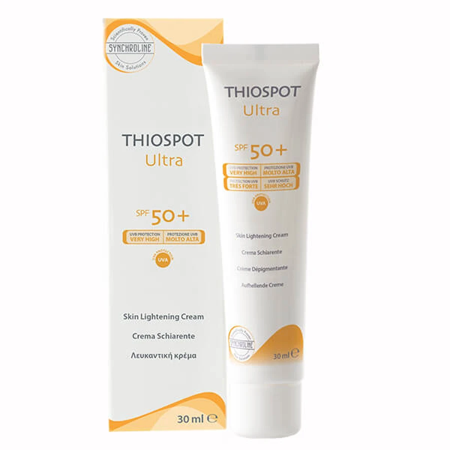Synchroline Thiospot Ultra, schützende Creme zur Aufhellung von Hautunreinheiten, Tagescreme, SPF 50+, 30 ml