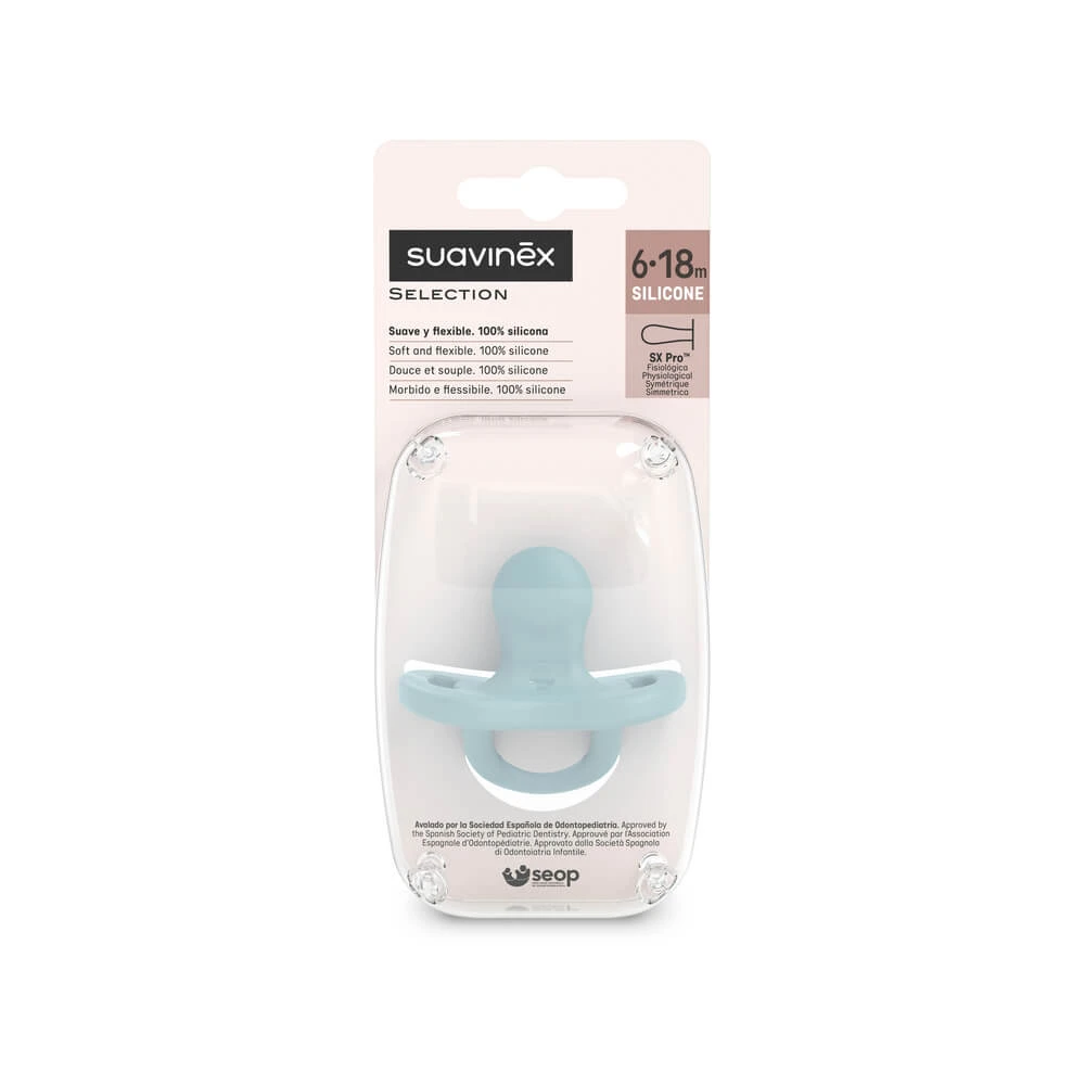 Silikon-Schnuller SX Pro Colour Essence, 6-18 Monate, Blau, Suavinex