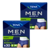 Set Tena Men Active Fit Pants, braguitas absorbentes, talla S/M, 75-105 cm, Plus, 2 x 30 unidades