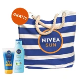 Set Nivea Sun Invisible Finish, lozione solare idratante, SPF 50+, 150 ml + lozione doposole prolungante, 200 ml + borsa da spiaggia in omaggio