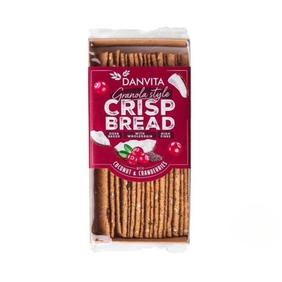 Knapperig brood met kokos en veenbessen Granola, 130 g, Danvita