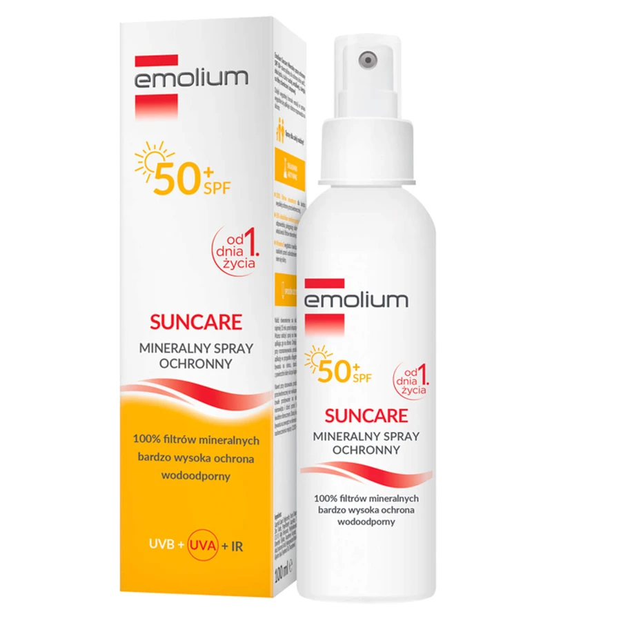 Emolium Suncare set, mineral protective spray for children from day 1 and adults, SPF 50+, 2 x 100 ml + beach game "catch the ball" free of charge