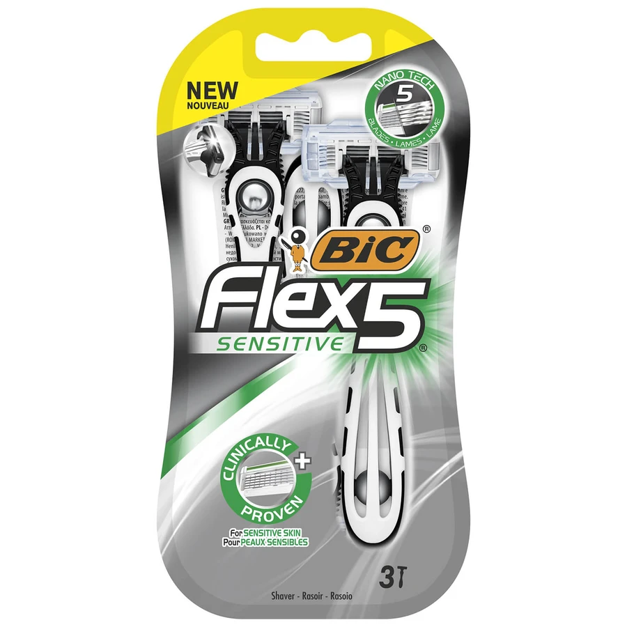 BIC Flex 5, Herrenrasierer, Einwegrasierer, 5-Klingen, 3 Stück