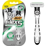 BIC Flex 5, Herrenrasierer, Einwegrasierer, 5-Klingen, 3 Stück