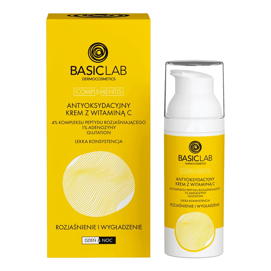 BasicLab Complementis, crème antioxydante à la vitamine C, éclaircissante et lissante, texture légère, 50 ml