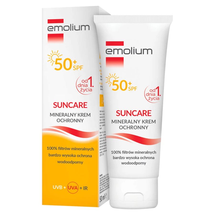 Emolium Suncare set, crème de protection minérale pour enfants dès le premier jour et adultes, SPF 50+, 2 x 50 ml + jeu de plage "attrape la balle" gratuit