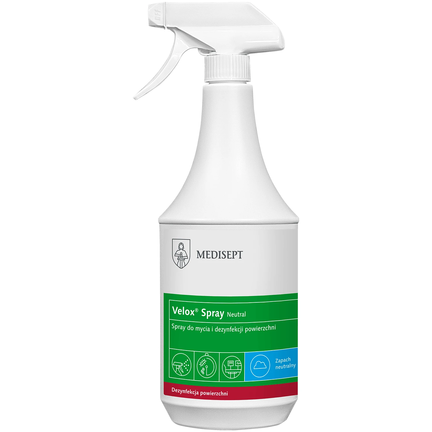 Medisept Velox Spray Neutral, Spray zur Flächenreinigung und -desinfektion, 1 L