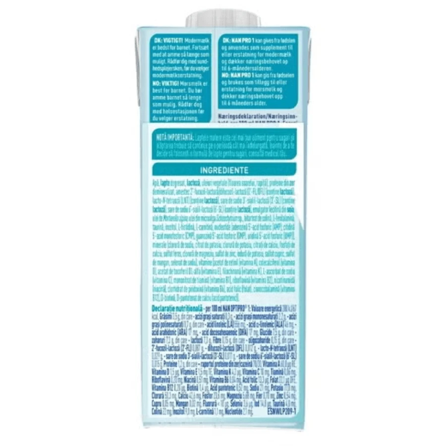 Lapte de inceput sub forma lichida Optipro 1, 200 ml, Nestle