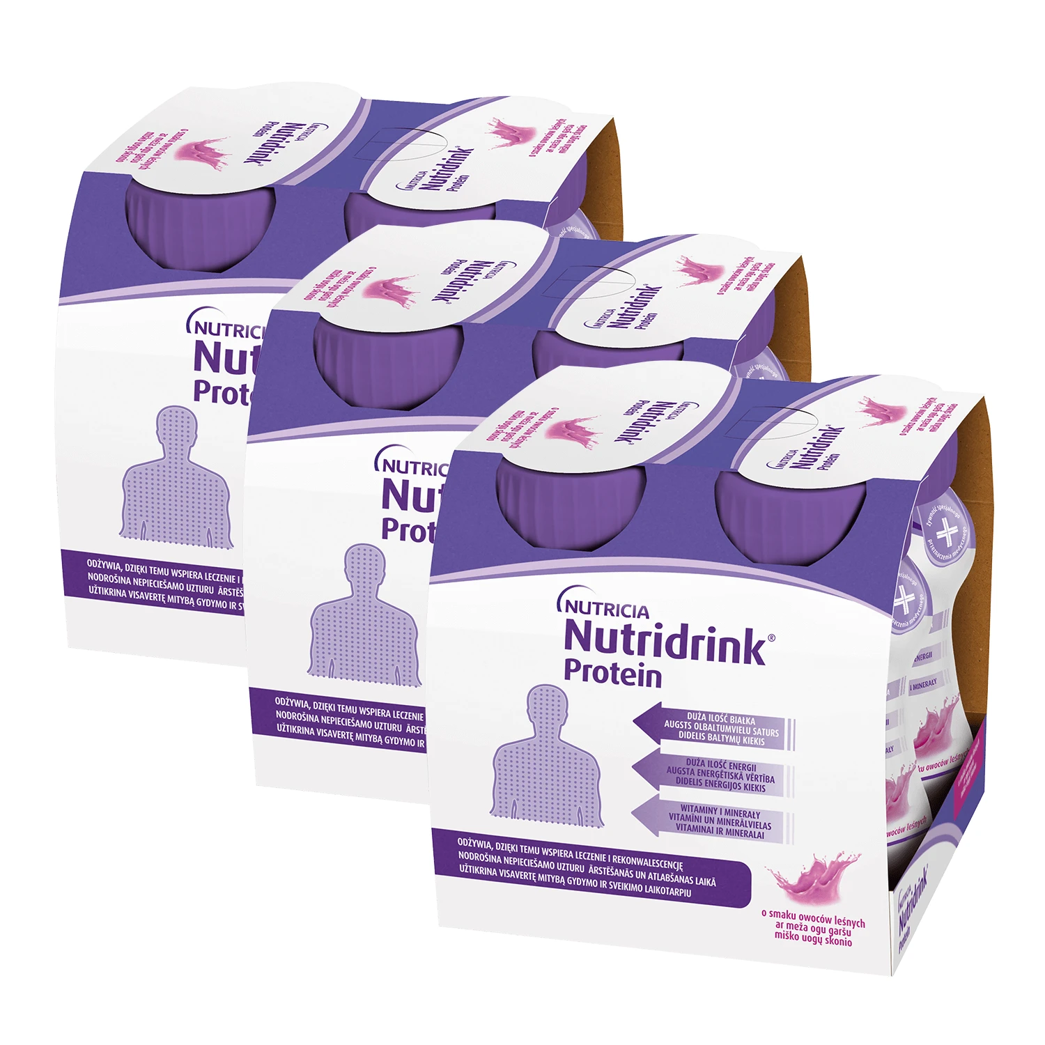 Nutridrink Protein-Kit, Nährstoffpräparat, Waldfruchtgeschmack, 12 x 125 ml
