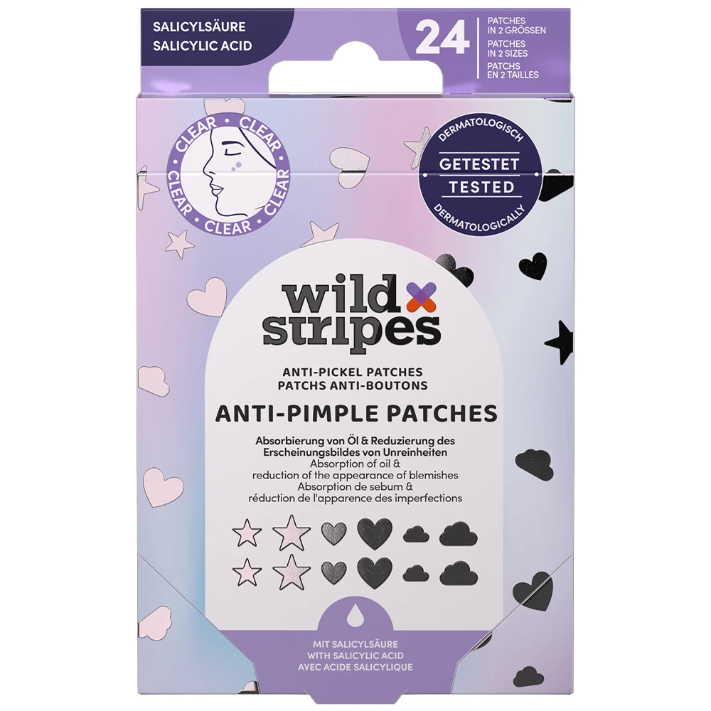 Wild Stripes Anti-Pickel-Pflaster Holo Clear, Ekzempflaster mit Salicylsäure, 24 Stück