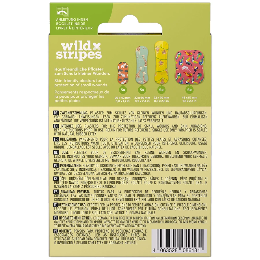 Wild Stripes Kids Sensitive, plasturi Jungle, 20 bucăți