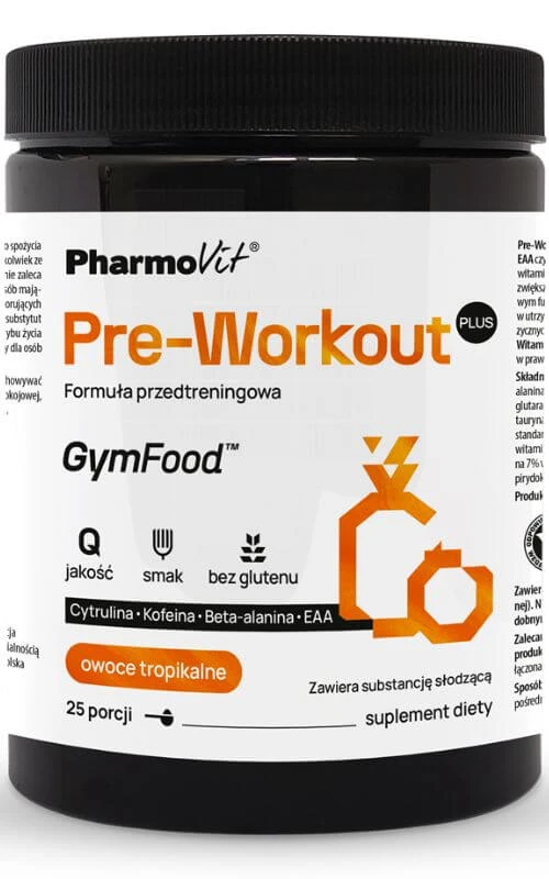 Pre-Workout Plus Pre-Workout Formel (tropische Früchte) 500 g GymFood Pharmovit