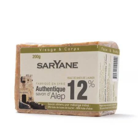 Echte Aleppo-Seife mit Lorbeeröl 12%, 190 g, Saryane