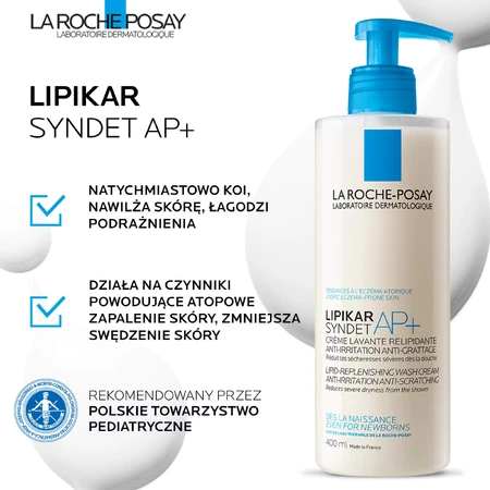 Set La Roche-Posay Lipikar Baume AP+M, Körperlotion, 400 ml + Syndet AP+, Körperreinigungscreme, ab Geburt, 400 ml