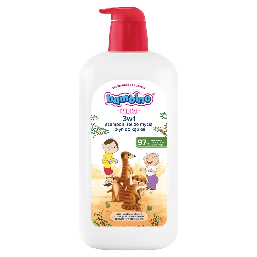 Bambino Kids, gel lavante per corpo e capelli 2 in 1, surykats, da 1 anno, 1 l