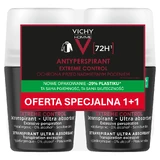Vichy Homme, antitraspirante roll-on per uomo, protezione di 72 ore, 2 x 50 m