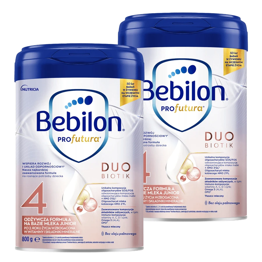 Zestaw Bebilon Profutura Duo Biotik 4, odżywcza formuła na bazie mleka, po 2 roku, 2 x 800 g: ceny i cechy