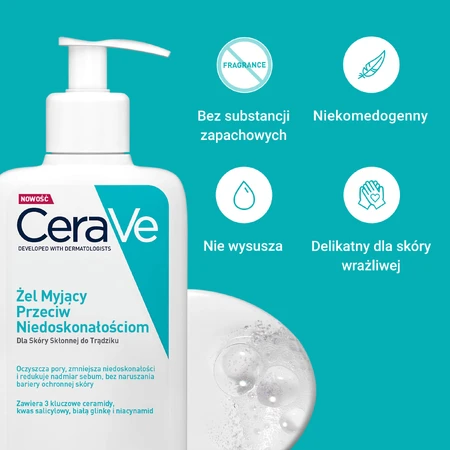 CeraVe set, washing gel against imperfections, 236 ml + moisturizing face cream with ceramides, SPF 50, 52 ml