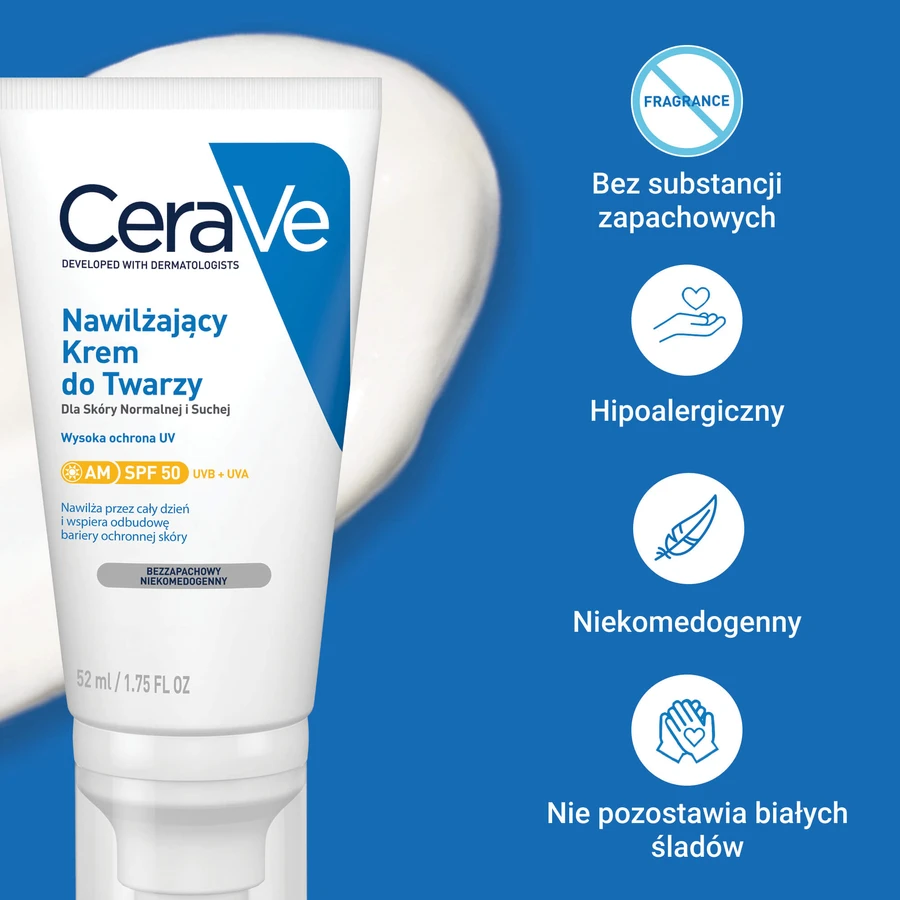 CeraVe set, washing gel against imperfections, 236 ml + moisturizing face cream with ceramides, SPF 50, 52 ml