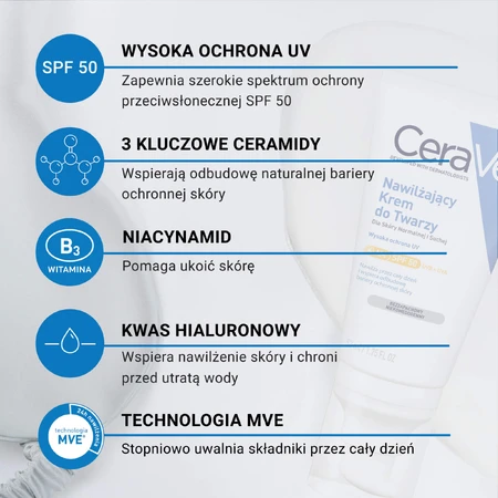CeraVe set, washing gel against imperfections, 236 ml + moisturizing face cream with ceramides, SPF 50, 52 ml
