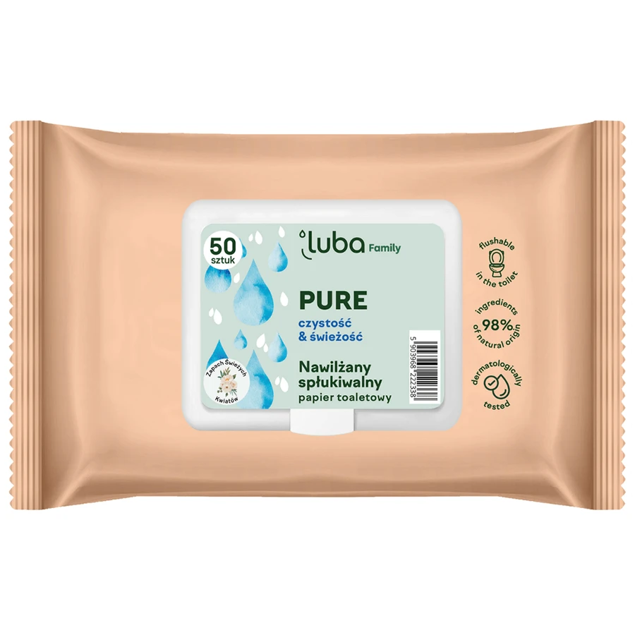 Luba Eco Family, papier hygiénique humidifié, pur, 50 pièces