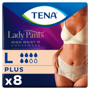 Tena Lady Pants Creme, absorberende slips, maat L, 95-130 cm, Plus, 8 stuks