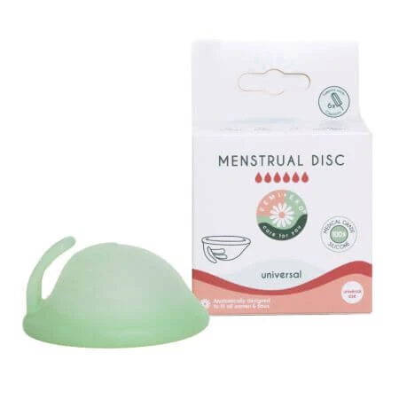 Wiederverwendbare Menstruationsscheibe, Farbe grün, Universalgröße, 1 Stück, FemiEko